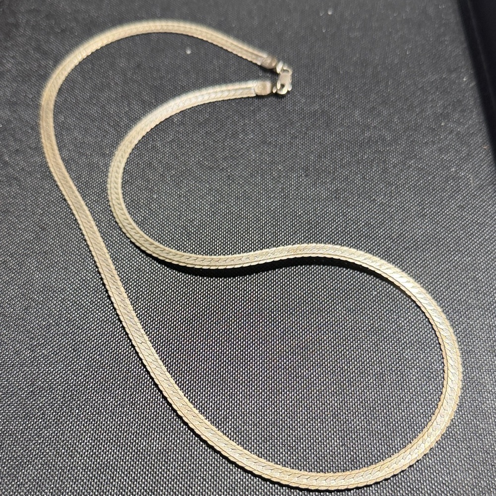 Vintage 24" Herringbone Flat Sterling Silver Chain  (1)